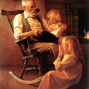 grandpa reading rocking chair granddaughters