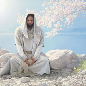 jesus sitting in heart hands meditation