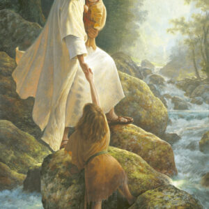 jesus helping kids cross a river
