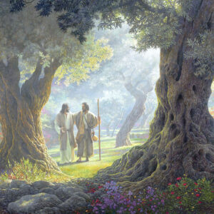 jesus walking in gethsemane with apostle