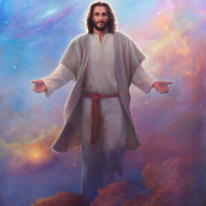 jesus descending from clouds