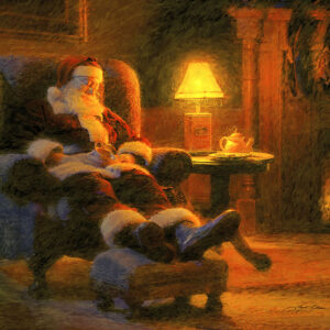 santa sleeping in chair