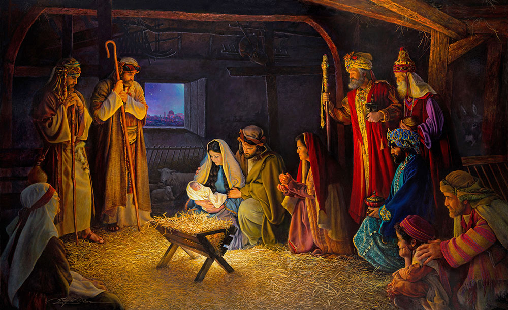 christmas nativity scene painting