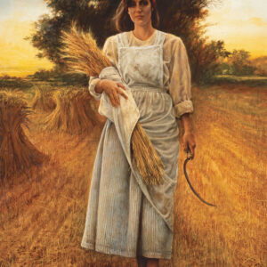 painting woman harvest wheat