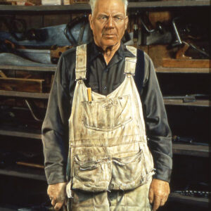 painting old man overalls