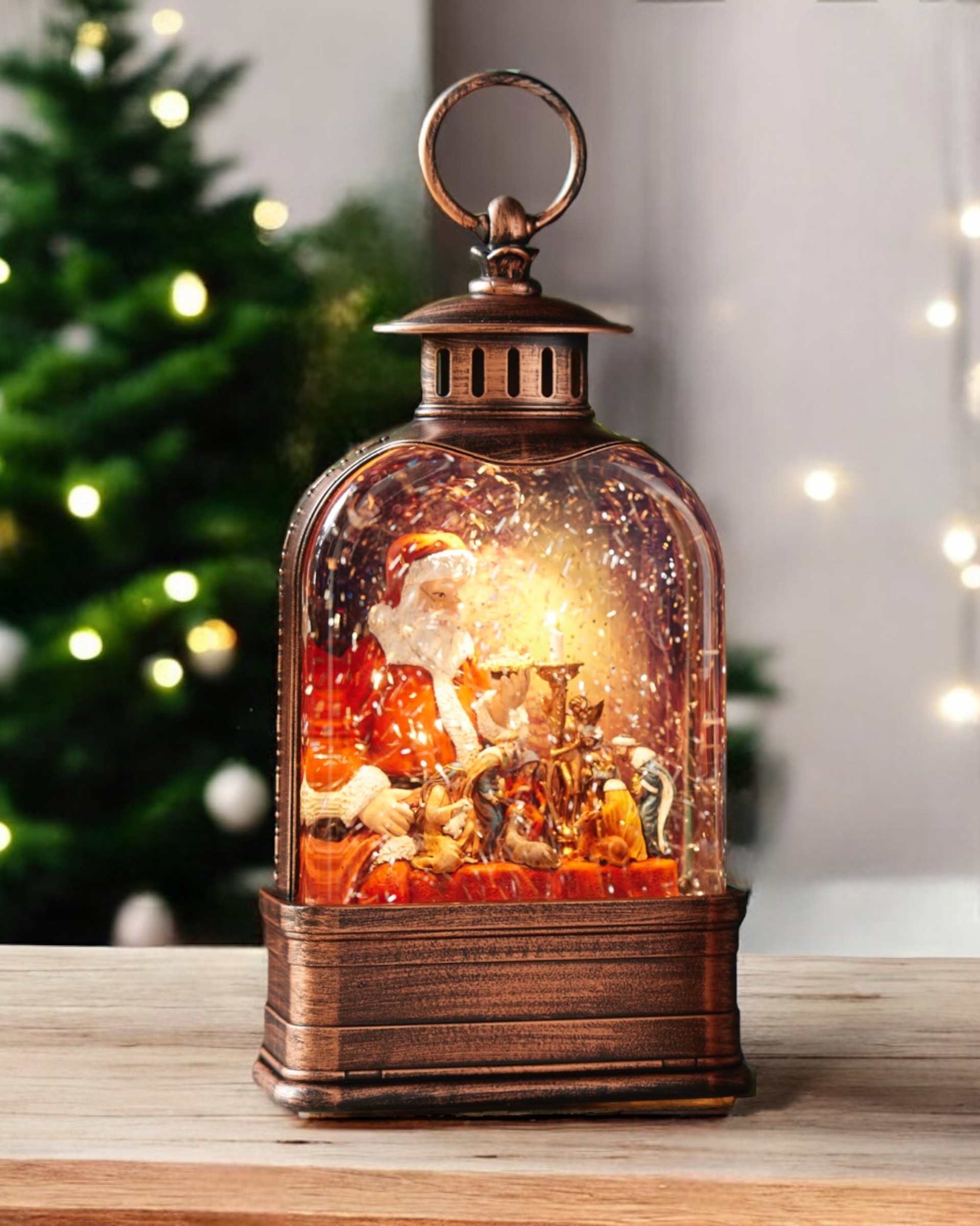 Christmas Lantern – 10” Tall + Plays “O Holy Night”