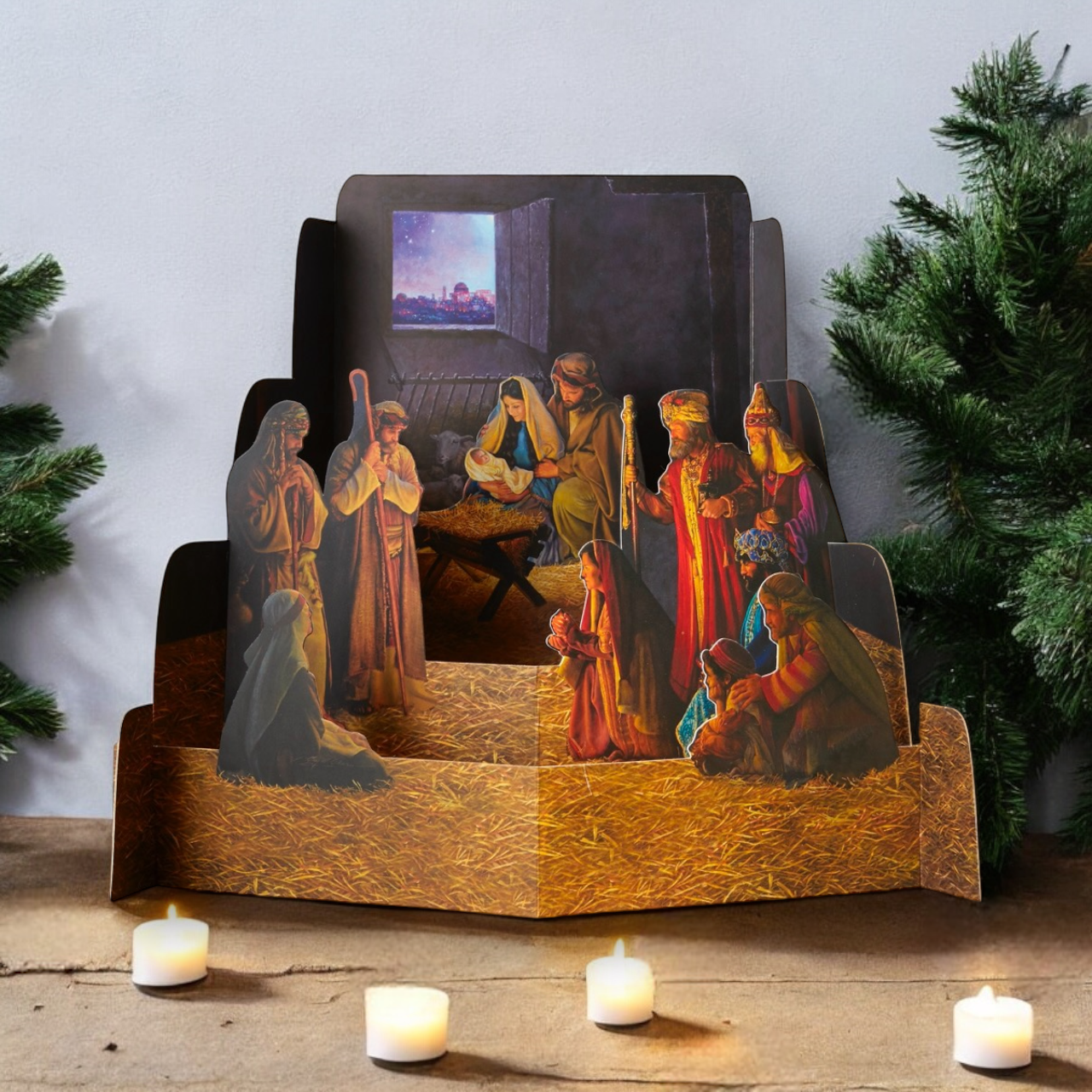 Large Nativity Diorama – 4-Piece Assembly, 17 x 15 x 11