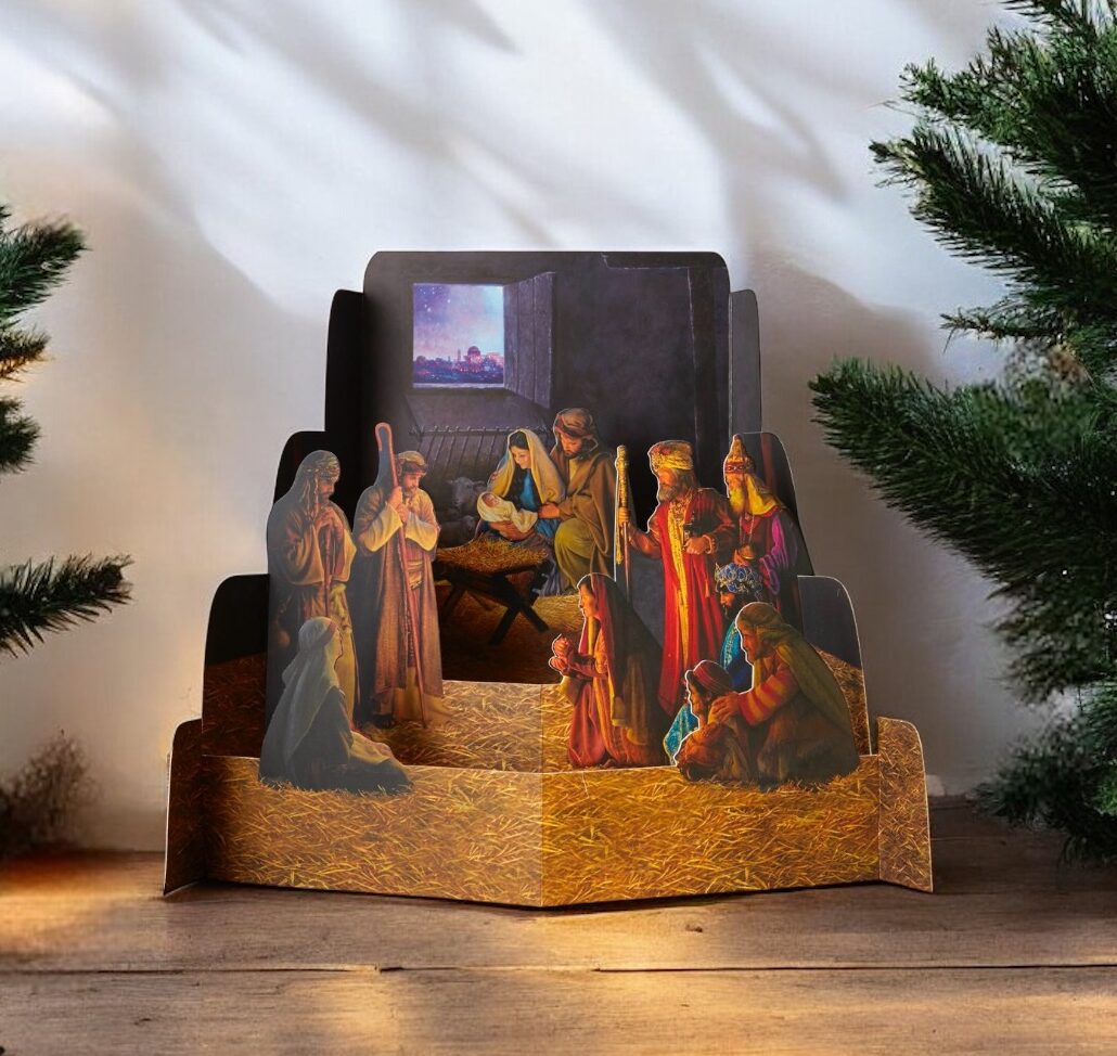 Small Nativity Diorama – 4-Piece Assembly, 10 x 9.5 x 7.5