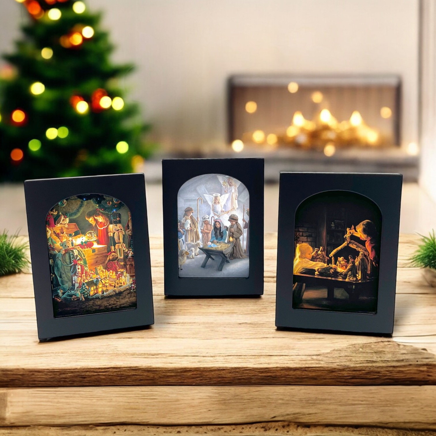 Childhood Christmas – Set of 3 Framed Arched Miniatures