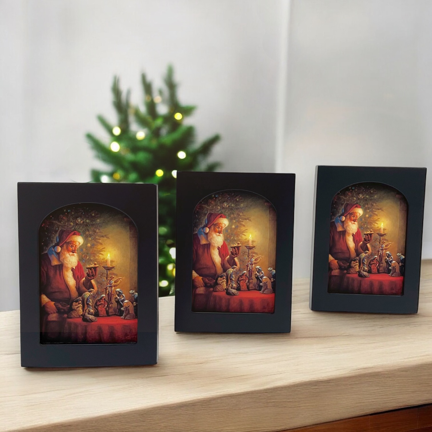 6X4.5 SPIRIT OF CHRISTMAS – SET OF 3 FRAMED ARCHED MINIATURES